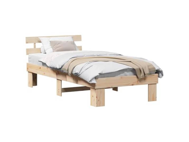 vidaXL Bettrahmen mit Kopfteil Natur 100 x 200 cm Massives Kiefernholz Super viele Möglichkeiten, um Sachen unter dem Bett zu verstauen,