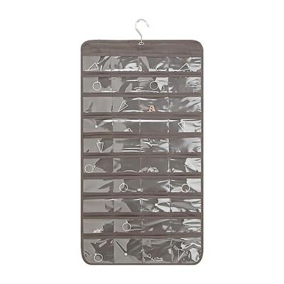 Hängende Schmuck-Organizer-Tasche mit 80 Taschen – beidseitig drehbarer Haken für Halsketten, Ohrringe, staubdichte, an der Wand befestigte Präsentationstasche für Accessoires