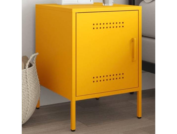 HEFZGDB Industrie-Stil Nachttisch Senfgelb 36x39x50,5 cm Stahl Schubladenschrank mit Wandhalterung, robuster Stauraum Beistelltisch für Wohnzimmer und Büro, feuchtigkeitsbeständig