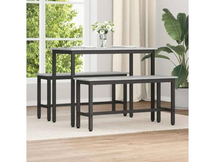 DFSQWRTYG Sitzbank 2er-Set, Esszimmerbank aus Holzwerkstoff & Stahl, Grau Rückenlehnenloses Design, Robustes Metallgestell, Höhenverstellbar