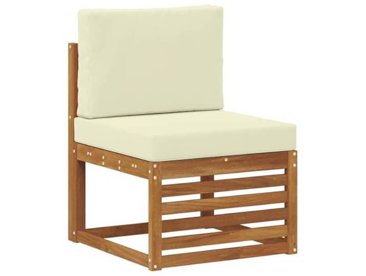 KTHLBRH Sofa-Set für den Außenbereich, 5-teilig, Akazie, Natur, cremefarben Massivholz, modular, wetterfest, 4-Sitzer, Lattenrost-Design