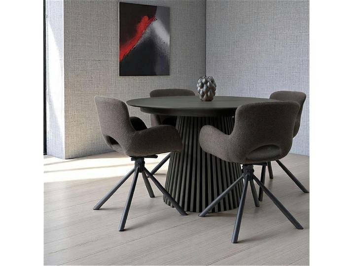 Table ronde moderne, pied baguette AMSTERDAM - Chêne noir (140 cm)