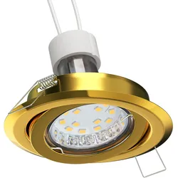 ledscom.de Deckeneinbaurahmen FABI, rund, schwenkbar, gold glänzend (GU10/MR16/GU5,3/50mm), warmweiß, 227lm, 119°, Reflektorspiegel