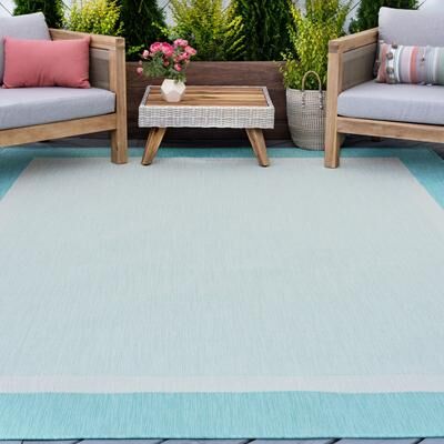 Alise Rugs Exo Coastal Border Indoor/Outdoor Area Rug