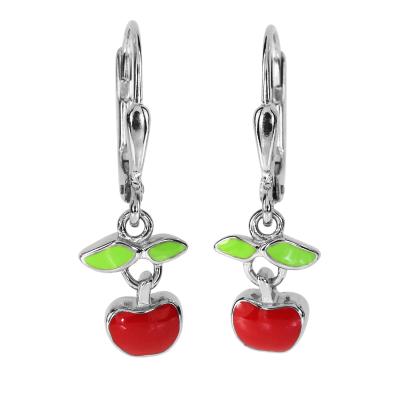 Paar Ohrhänger OSTSEE-SCHMUCK "- Apfel - Silber 925/000 -" Gr. 25, rot, Ohrringe, Damen, 25, Silber 925 (Sterlingsilber)