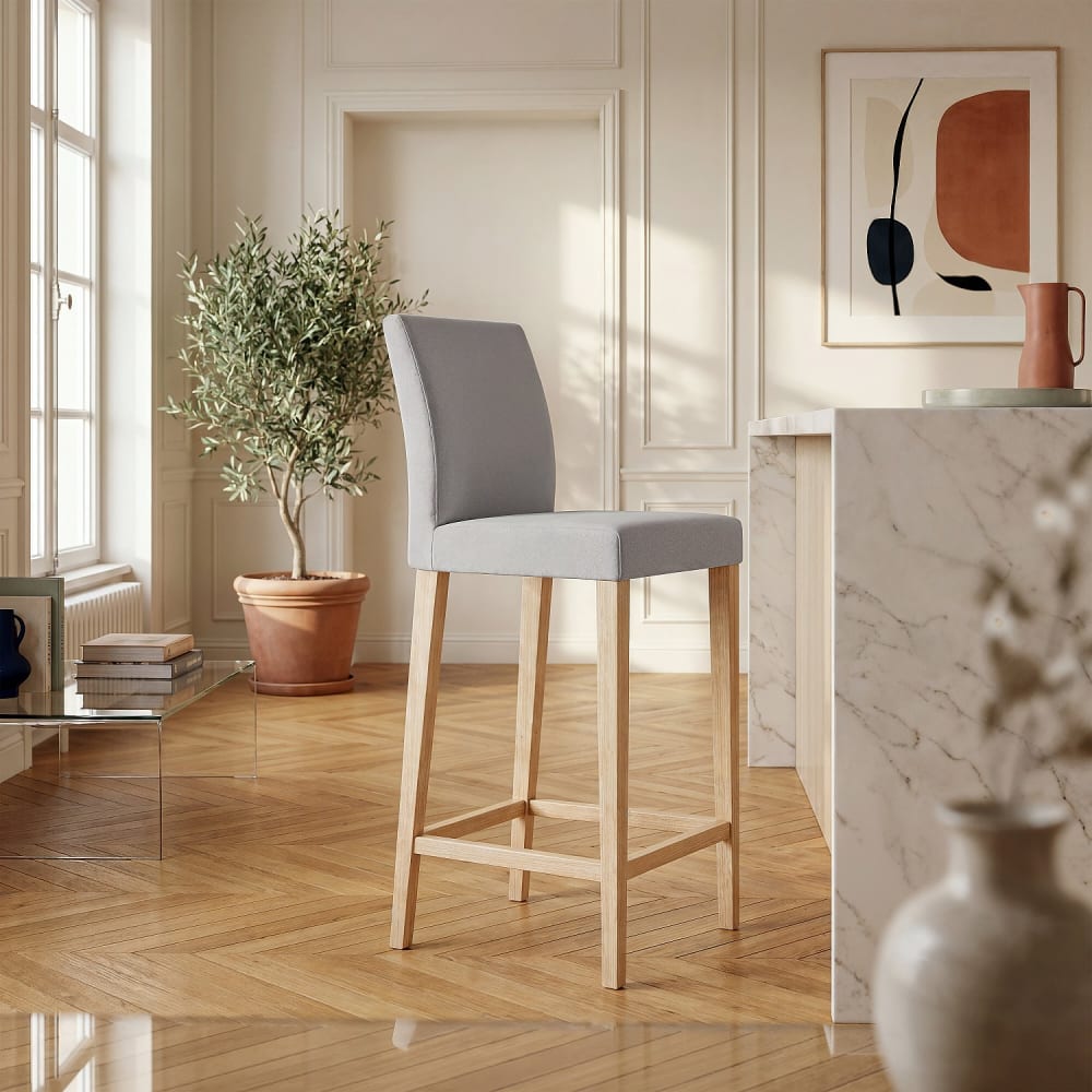 Habitat Tabouret haut de bar en tissu - gris Gris 45x115x55cm