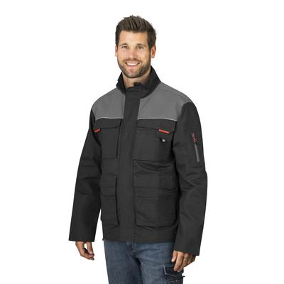 Arbeitsjacke HERO BY JOHN MEDOOX "JUSTIN Utility Jacket Workwear Arbeitsjacke", Herren, Gr. 3XL, grau (anthra, schwarz), angeraute Sweatware, 65% Polyester, 35% Baumwolle, regular fit, Jacken, Arbeitsjacke Funktionsqualitätfür Herren
