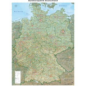 GeoMetro Deutschlandkarte XL, rahmenlos, Poster aus laminiertem Karton, physische Karte, 140 x 100 cm