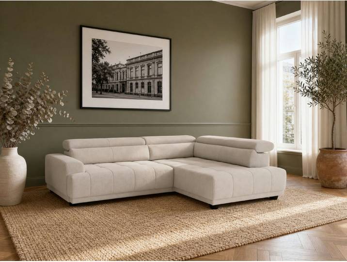 foamnova Ecksofa Roermond, B 270 cm, mit Ottomane und Relaxfunktion, Kopfstützen für mehr Komfort verstellbar, modernes Design