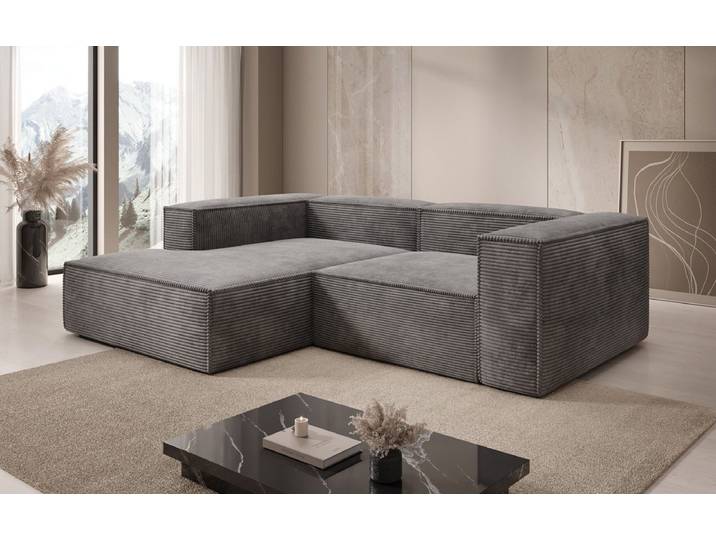 Designer Ecksofa Lesley Mini in Cord - Salbei - Rechts - Cord - Luxusbetten24