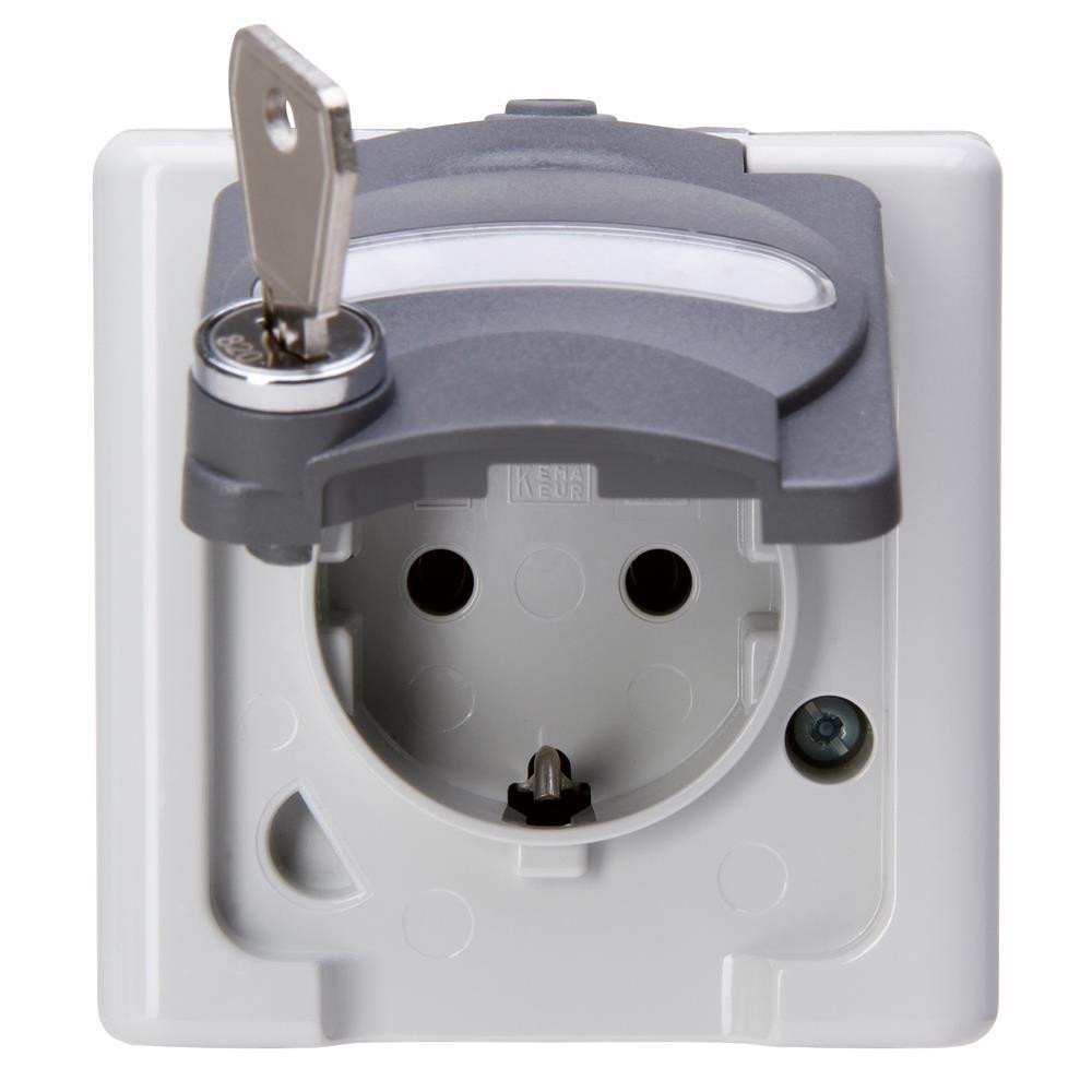 Kopp APWG Schuko 28 1037.5600.8 Afsluitbaar 3-voudig Blue Electric Grijs