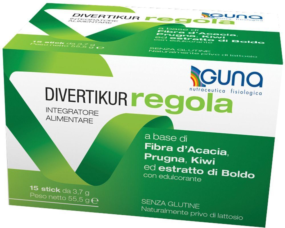 GUNA SpA Guna Divertikur Regola 15 Stick da 3,7g - Integratore Alimentare per la Regolarità Intestinale