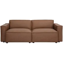 Vintage 3-Sitzer Sofa SPLIT aus modulierbarem braunem Leder