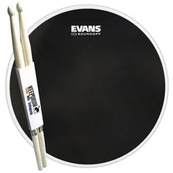Evans TT14SO01 SoundOff Meshhead Fell 14 mit Drumsticks (Snare), Drumhead, Schwarz
