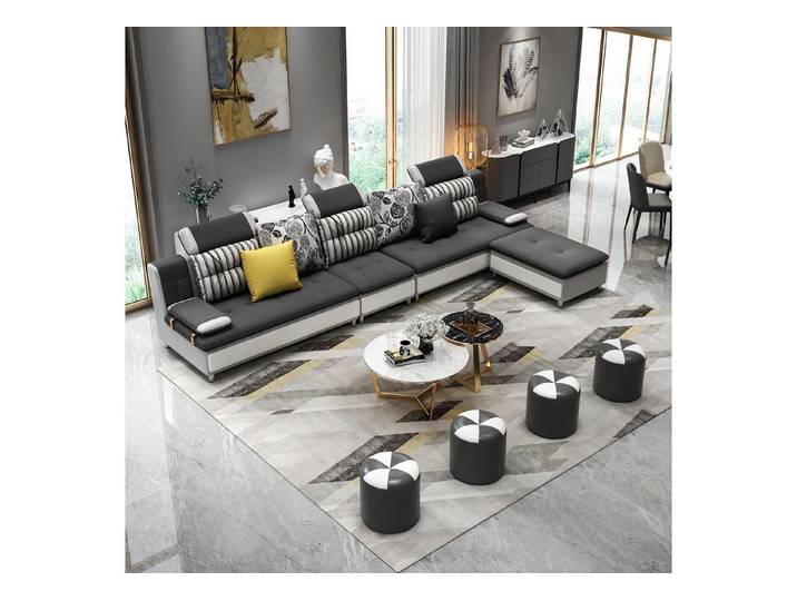 Xlmoebel Ecksofa Moderne Ledersofa-Eckgarnitur in L-Form mit angenehmer Polsterung, Ecksofa, Hergestellt in Europa