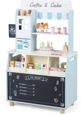 Costway Kids Ice Cream Shop with 27 Accessories and Ice Cream Machine for Ages 3+-Blue