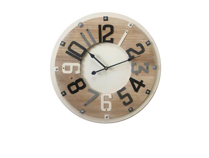 Mobili Rebecca Wanduhr Beige 5/50/50 cm, 5x50x50 cm, Dekoration, Uhren, Wanduhren