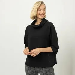AMINATI® Sweatshirt, 3/4-Arm Rollkragen Logo-Details Seitenschlitze