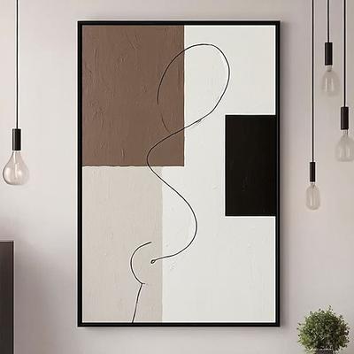 Handgemaltes Ölgemälde, neutral, modern, abstrakt, braun-weiß, minimalistisch, Wandkunst, einzigartiges Geschenk, Wohnzimmer- oder Schlafzimmerdekoration