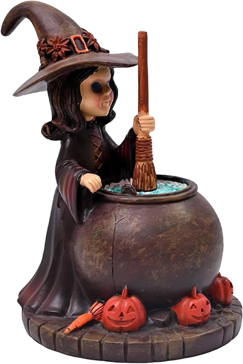 Teksome Halloween Ketel met Bubbelende Heks Figuur voor Tafeldecoratie