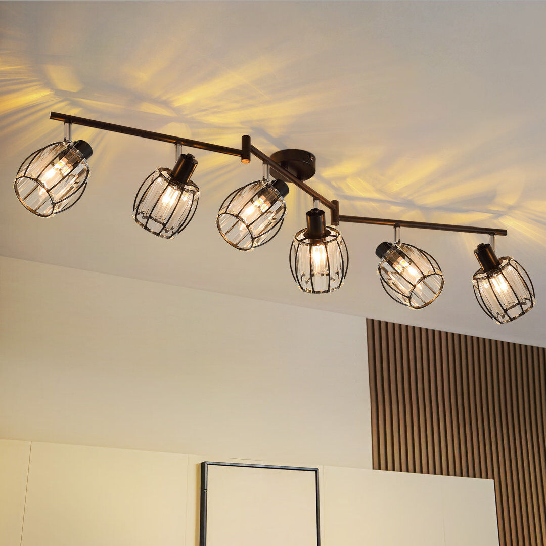 Metro 6 -Light E14 Retro black Ceiling Spotlight glass shape Matte Black 21cm H X 103cm W X 11cm D