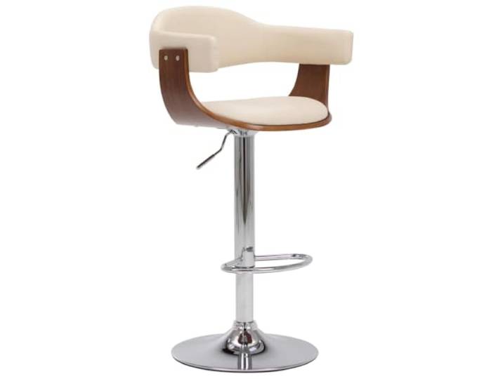 HKLGBVCR Barhocker, 2-teilig, cremefarben, gebogenes Holz, Kunstleder Skandinavisches Design, gepolsterte Sitzfläche, integrierte Fußstütze, Robustheit Eisen, Gasmechanismus, für den Innenbereich