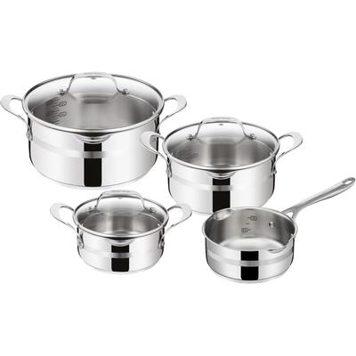 Topf-Set TEFAL "E311S7 Jamie Oliver Cook Smart", silber (edelstahlfarben), Töpfe, Edelstahl-Topfset by Jamie Oliver, alle Herdarten, Induktion