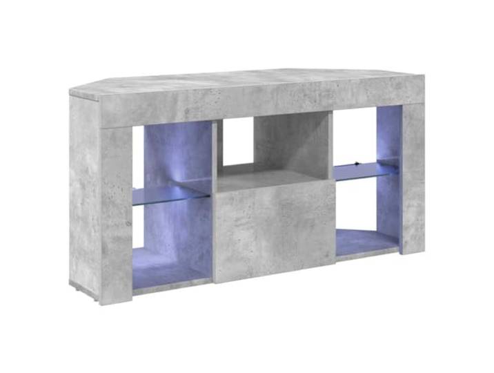 KTHLBRH Eck-TV-Schrank LED 100 x 40 x 50 cm grau Beton Technisches Holz, mattes Finish, 4 Etagen, Wandmontage, Innenbereich, moderner Stil