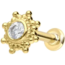 14 Karat Gold Labret mit Innengewinde MOISSANIT-SONNE