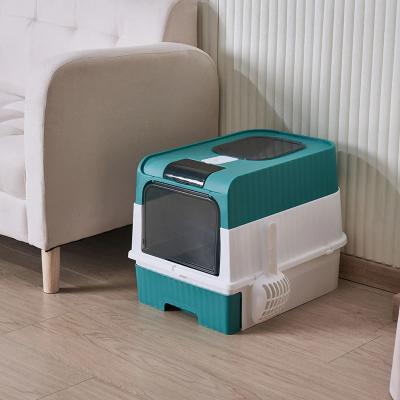 Uplift Picks Portable Collapsible Cat Litter Box With Splash Guard Lid And Scoop For Easy Cleaning green