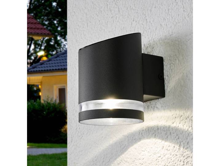 Lindby LED-Solar-Außenwandleuchte Melinda, 9 cm, Edelstahl Melinda, alu / grau / zink, Edelstahl, Modern, Solarleuchte außen