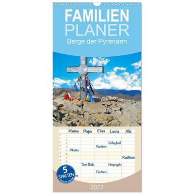 Familienplaner 2027 - Berge der Pyrenäen mit 5 Spalten (Wandkalender, 21 x 45 cm) CALVENDO
