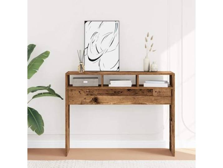 HEFZGDB Konsolentisch Altholz-Optik 105x30x80 cm Holzwerkstoff Beistelltisch Flurtisch mit Wandhalterung für Stabilität und Organisation