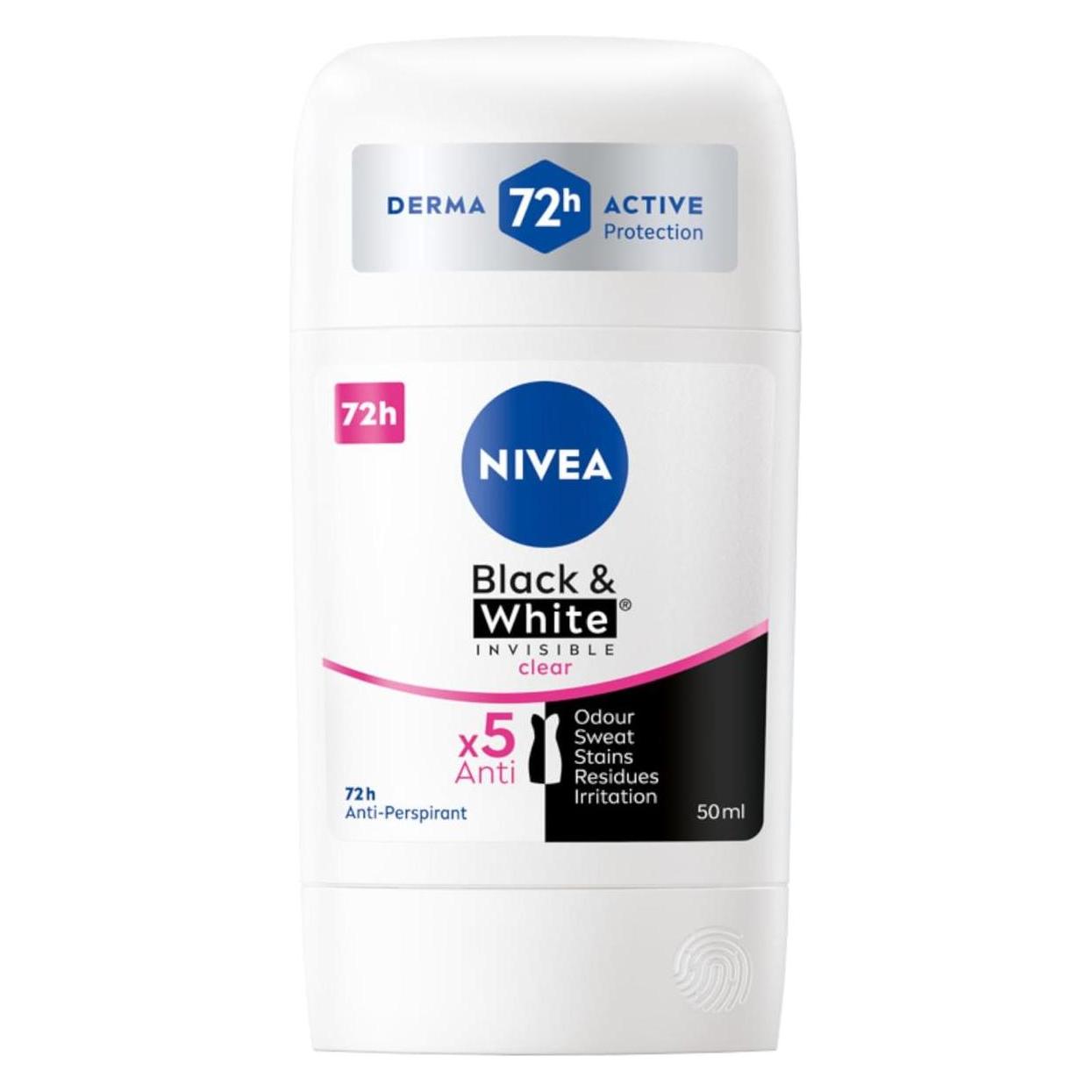 NIVEA Niveaack&White Invisible Clear Antiperspirant Stick 50Ml (Stick) (42429661)