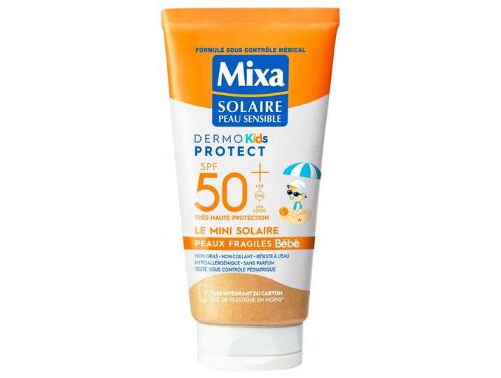 Mixa Dermo Protect Kids Mini Crème Solaire pour Peau Fragile des Bébés SPF50+, 50 ml
