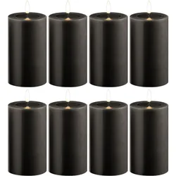 Novaliv, LED Kerzen, 8x mittlere LED Stumpenkerze mit Timer grau 7,5cm ø 12,5cm Höhe - 2 AA Batterien nötig LED (8x)