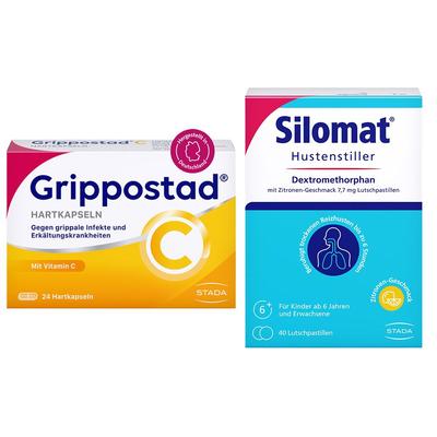 Grippostad C Kapseln + Silomat Hustenstiller DMP Zitronen-Geschmack 7.7mg 1 St Kombipackung
