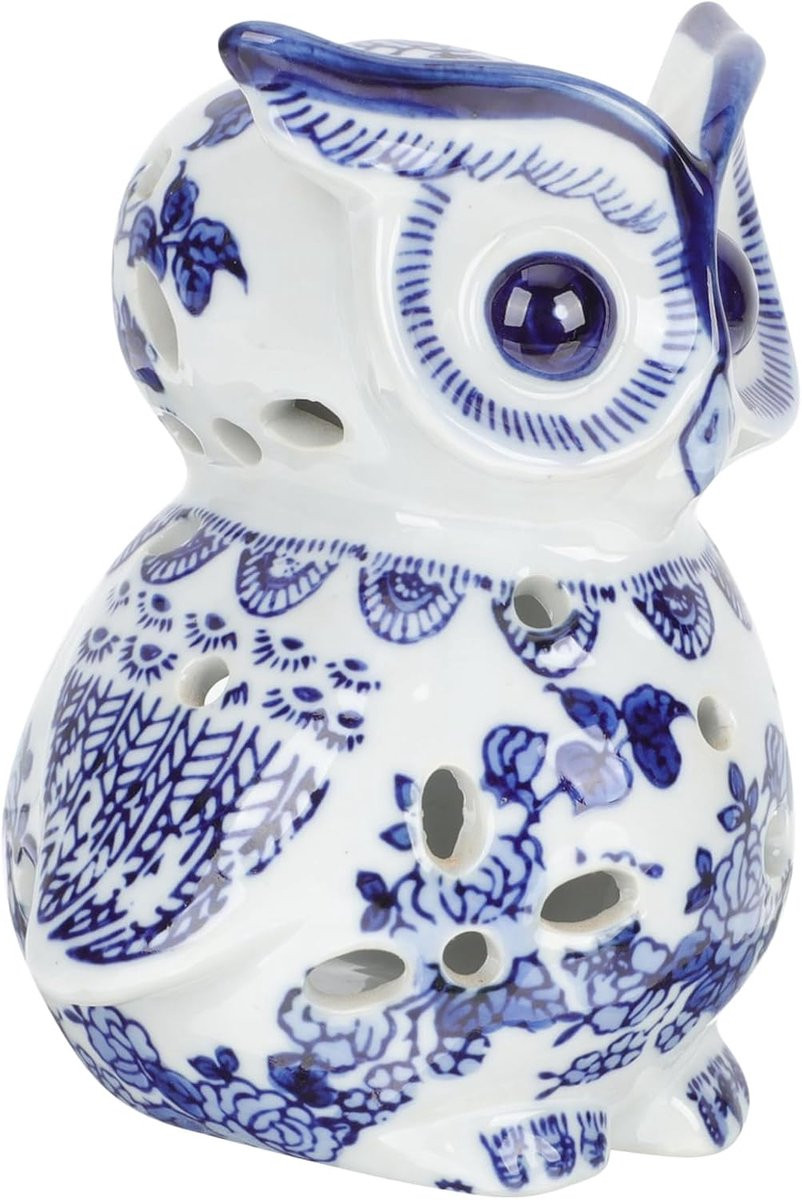 Keramische Uil Kandelaar Multicolor - Hoogte: 14 cm