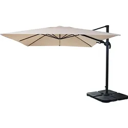 Décoshop26 - 3x3m (Ø4,24m) drehbarer Restaurant-Sonnenschirm Polyester-Aluminium/Stahl 23kg cremefarben mit Fuß 04_0003293