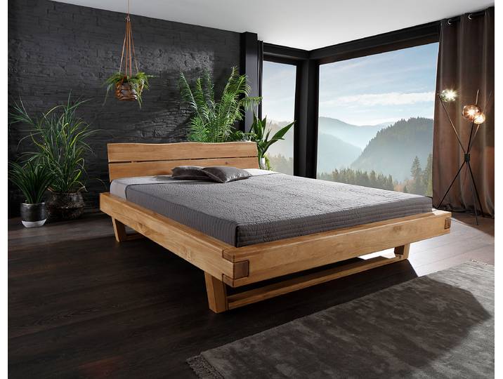Massivholzbett Bioko Typ D 180 x 200cm Massivholz Wildeiche, geölt Holz/Braun Wildeiche