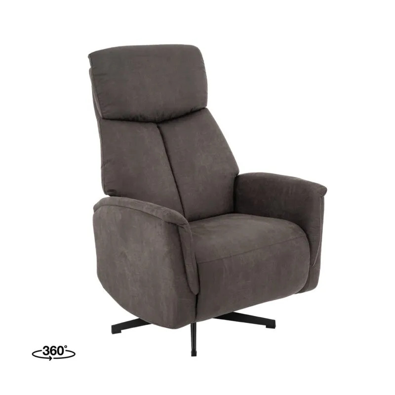 Label51 Fauteuil Helsinki Relaxstoel - Antraciet - Micro Suede - Manueel Verstelbaar