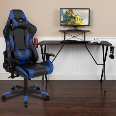 Flash Furniture Gaming Desk & Chair Set with Cup Holder, Headphone Hook, and Monitor Stand