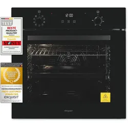 Exquisit Einbaubackofen EBE278-H-020 schwarz | Energieeffizienzklasse A | 59,0 l Garraum | Einbaubackofen 60 cm