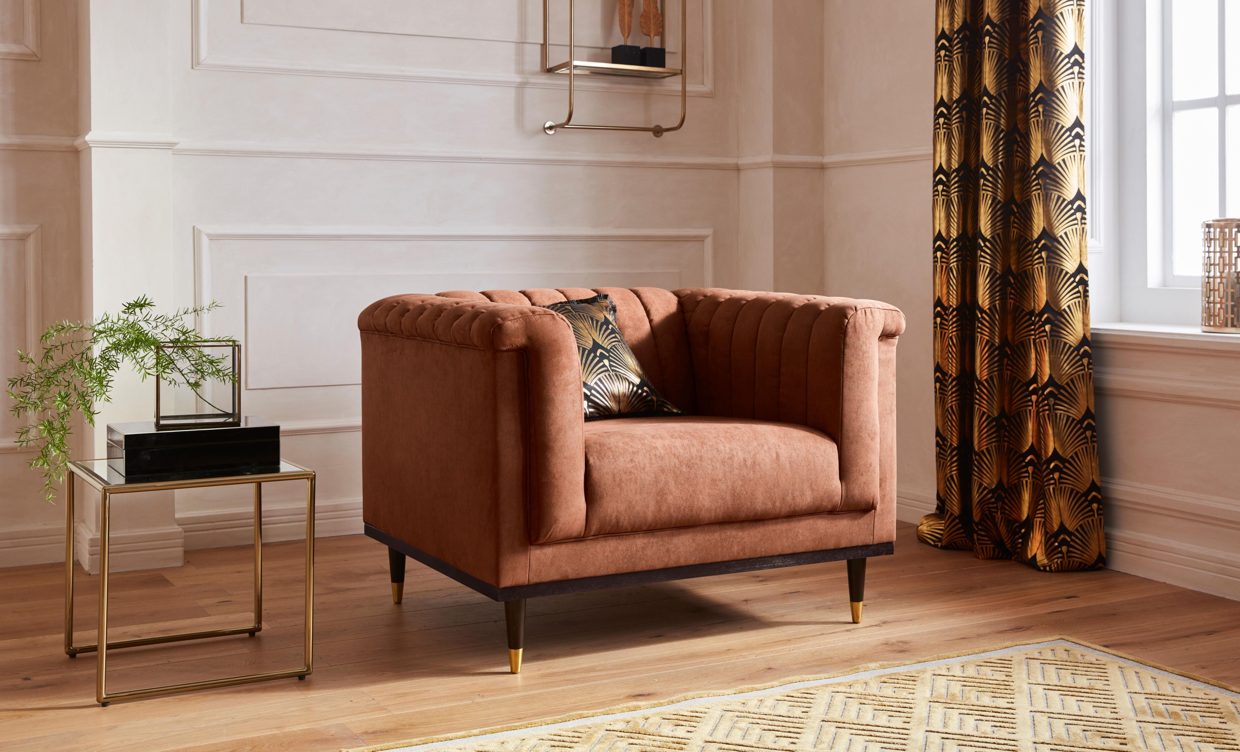 Sessel HOME AFFAIRE "Chamby", braun (cognac), B:100cm H:71cm T:85cm, Luxus-Microfaser Lederoptik (100% Polyester), Scheuertouren: 40.000, Pilling: 4;Samtoptik (100% Polyester), Scheuertouren >100.000, Pilling: 5, Sessel, Sessel, mit Holzrahmen unten und S