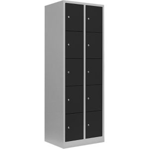Lüllmann Schließfachschrank 520528, anthrazit, 10 Fächer, Stahl, 60 x 180cm, mit Zylinderschloss