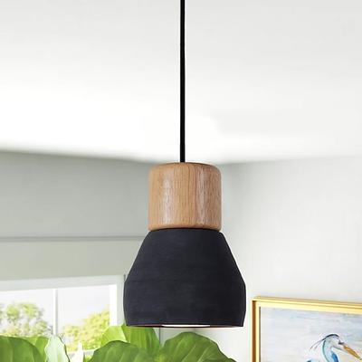 LED-Pendelleuchte, Holz, Kunst, Zement, Beton, Hängelampe, einfaches Café, Restaurant, Bar, Pendelleuchte, E27-Lichtquelle, Metall, Eisen, Kunst-Droplight, Taschenlampe, Beton-Deckenleuchte, 110–240 V