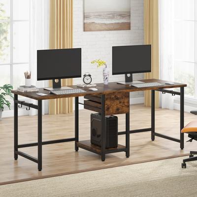 ROSE 78 Inch 2 Person Desk with 2 Drawers, Long Computer Writing Desk