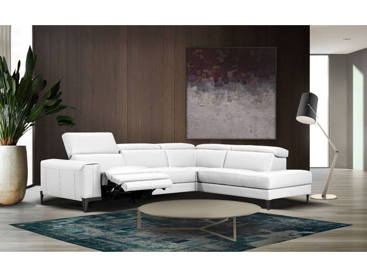 Ecksofa CALIA ITALIA Benja, Designsofa mit erstklassigen Komfortfunktionen zum Wohlfühlen , weiß (bianco puro), B:294cm T:227cm, Sofas, Ecksofa, in Leder, mit elektrischer Relaxfunktion