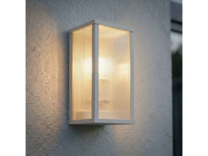 Applique d'extérieur Peldar, 26 cm, gris clair/rainuré, IP44 - Lindby - Terrasse - Moderne - Aluminium - À ampoule unique