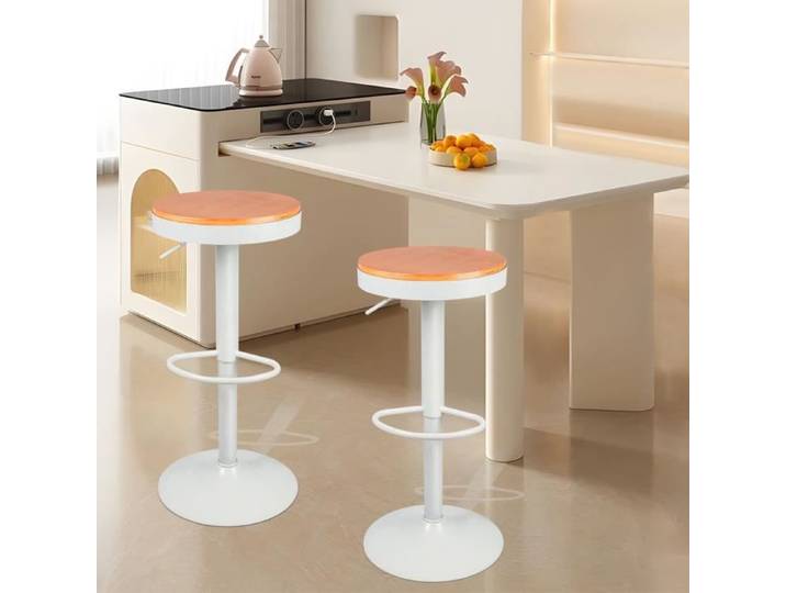 GOLDCMN TABOURET DE BAR Ensemble de 2 tabourets de bar avec repose-pieds antidérapants Blanc pur